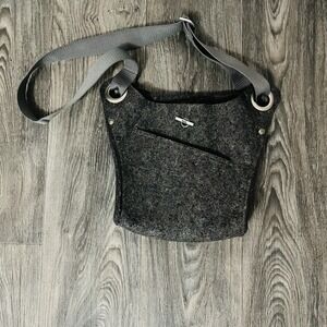 Ibex Gray Recycled Felted Wool Crossbody Bag Adjustable Strap Inner Pockets Eco